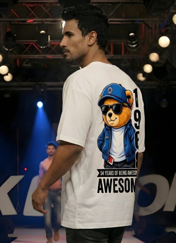 fooIUmdl_L1DDUOMZDU_2026-01-30_3.jpg Awesome 1968 Anime Bear Oversized T-Shirt for Men | Birthday Special Cartoon Bear Back Print DTF T-Shirt | Modern Streetwear Casual Wear | Premium Loopknit 240 GSM Oversized Fit BY Giftspeaks