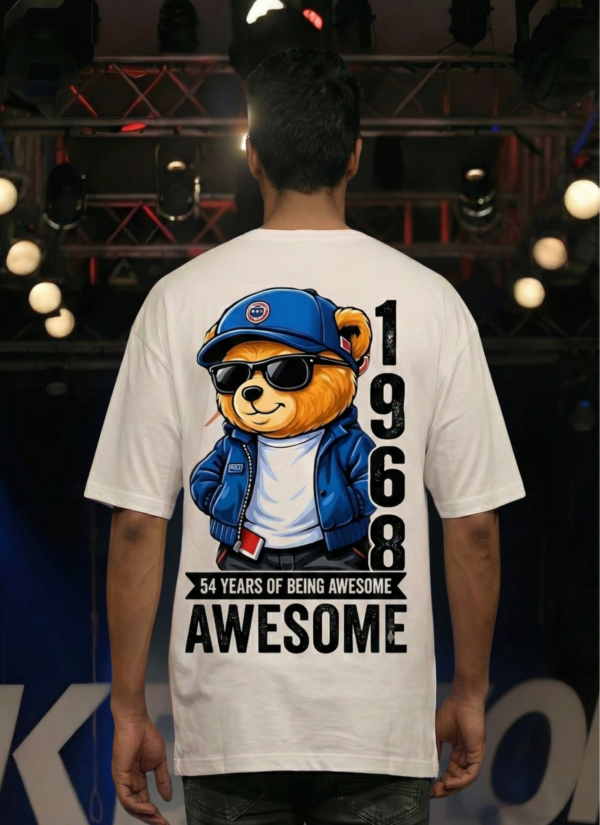 fooIUmdl_YZM5R2NCI3_2026-01-30_1.png Awesome 1968 Anime Bear Oversized T-Shirt for Men | Birthday Special Cartoon Bear Back Print DTF T-Shirt | Modern Streetwear Casual Wear | Premium Loopknit 240 GSM Oversized Fit BY Giftspeaks