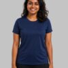 frrdfrd Women's Activewear Meshknit 180 GSM Regular Fit Sports T-Shirt | Quick Dry Gym Workout Running Yoga Training Athletic Tee | Navy Blue