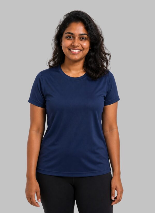 frrdfrd Women's Activewear Meshknit 180 GSM Regular Fit Sports T-Shirt | Quick Dry Gym Workout Running Yoga Training Athletic Tee | Navy Blue