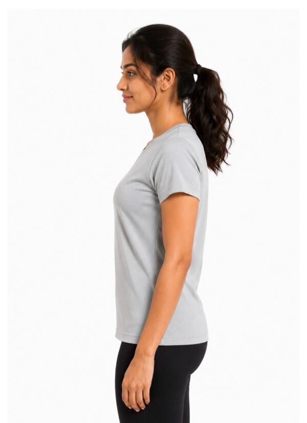 geger Women's Activewear Meshknit 180 GSM Regular Fit Sports T-Shirt | Quick Dry Gym Workout Running Yoga Training Athletic Tee | Light Grey