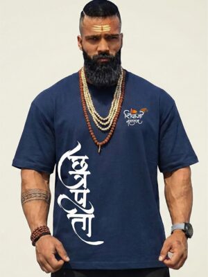 h_d1ocMD_J4RK3G1N4W_2026-01-30_1.jpg Shivaji Maharaj Oversized T-Shirt for Men | Navy Blue Drop Shoulder Tee | Loopknit 240 GSM Premium Streetwear | Maratha Pride Edition