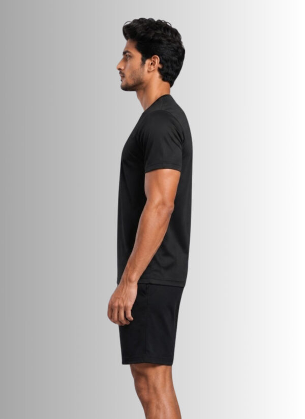 Men's Black Graphic Sports T-Shirt | Meshknit 180 GSM Athletic Regular Fit Tee for Gym, Running & Outdoor Training