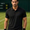 Plain Black Polo T-Shirt | 180 GSM Mesh Knit | 100% Polyester | Stretchable Sports Wear
