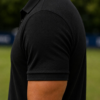 Plain Black Polo T-Shirt | 180 GSM Mesh Knit | 100% Polyester | Stretchable Sports Wear