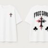 Mens Oversized White Graphic Printed T-Shirt | Gothic Cross Back Print | Premium Loopknit Cotton 240 GSM | Streetwear Urban Casual Tee