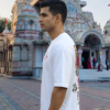 Mens Oversized White T-Shirt | Lord Shiva Om Namah Shivaya Graphic Print | Loopknit 240 GSM Premium Heavy Fabric | Spiritual Streetwear T-Shirt for Men