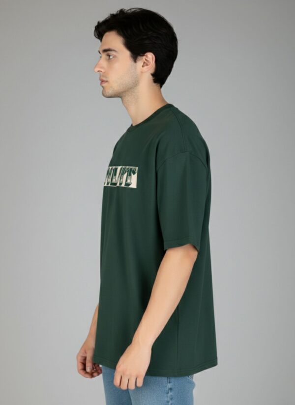 liRjBp2X_32KMERUA18_2026-02-20_2.jpg Men Dark Green Oversized Graphic T-Shirt | Vintage Portrait Back Print | Premium Loopknit Cotton 240 GSM Streetwear Tee