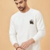 Criminal Mode Cartoon Graphic White Sweatshirt for Men | Bike Rider Streetwear Back Print | Premium Fleece 300 GSM | By Giftspeaks