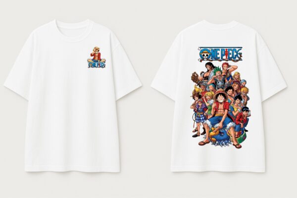 Mens Anime Pirate Crew Graphic Oversized T-Shirt Back Print Statement Design | Premium Loopknit 240 GSM Cotton | Relaxed Streetwear Fit