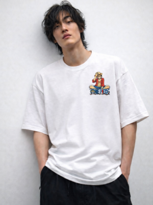 Mens Anime Pirate Crew Graphic Oversized T-Shirt Back Print Statement Design | Premium Loopknit 240 GSM Cotton | Relaxed Streetwear Fit