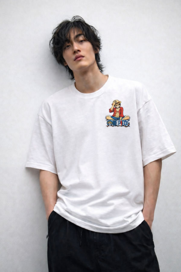 Mens Anime Pirate Crew Graphic Oversized T-Shirt Back Print Statement Design | Premium Loopknit 240 GSM Cotton | Relaxed Streetwear Fit