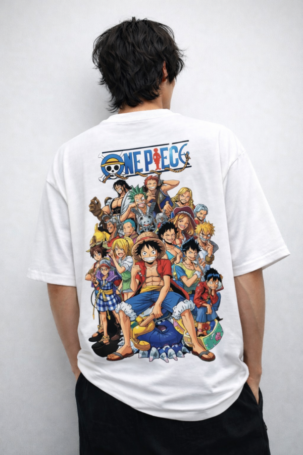 Mens Anime Pirate Crew Graphic Oversized T-Shirt Back Print Statement Design | Premium Loopknit 240 GSM Cotton | Relaxed Streetwear Fit