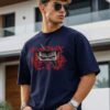 n00qXDxW_9IJRAB9SLS_2026-05-25_1.jpg Men's Oversized Anime Warrior Graphic Printed T-Shirt | Dark Navy Blue Streetwear Baggy Tee for Men | Japanese Manga Inspired Drop Shoulder Half Sleeve Round Neck Casual Fashion T-Shirt | Loopknit 240 GSM Premium Oversized Fit