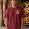 oik_kTS8_6RSY8QGP1M_2026-05-08_2.png Unisex Oversized Hanuman Warrior Graphic T-Shirt Bold Devotion Design, Maroon Cotton Tee