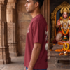 oik_kTS8_RP2GHOMRT8_2026-05-08_3.png Unisex Oversized Hanuman Warrior Graphic T-Shirt Bold Devotion Design, Maroon Cotton Tee
