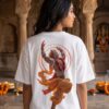 Unisex Oversized Dancing Hanuman Graphic T-Shirt | Energetic Devotion Design, White Cotton Tee