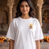 Unisex Oversized Dancing Hanuman Graphic T-Shirt | Energetic Devotion Design, White Cotton Tee