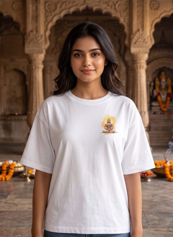 Unisex Oversized Dancing Hanuman Graphic T-Shirt | Energetic Devotion Design, White Cotton Tee