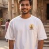 Unisex Oversized Meditating Hanuman Graphic T-Shirt | Spiritual Calm Design, White Cotton Tee