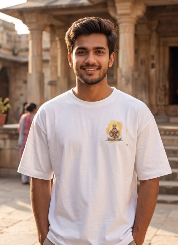 pTErzCc_M8QE0G89PV_2026-04-25_2.jpg Unisex Oversized Meditating Hanuman Graphic T-Shirt | Spiritual Calm Design, White Cotton Tee
