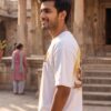 Unisex Oversized Meditating Hanuman Graphic T-Shirt | Spiritual Calm Design, White Cotton Tee