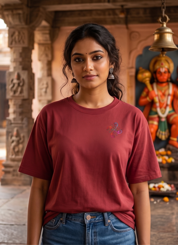 p_4BrFYx_LB020RU0UH_2026-05-08_2.png Unisex Oversized Shiva & Hanuman Graphic T-Shirt � Divine Fusion Artwork, Maroon Cotton Tee
