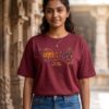 Mahakal Divine Graphic Oversized Maroon T-Shirt for Men & Women | Spiritual Lord Shiva Back Print | Premium 240 GSM Loopknit Cotton | Unisex Streetwear Devotional Design | Front Sanskrit Typography & Detailed Back Artwork
