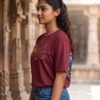 Mahakal Divine Graphic Oversized Maroon T-Shirt for Men & Women | Spiritual Lord Shiva Back Print | Premium 240 GSM Loopknit Cotton | Unisex Streetwear Devotional Design | Front Sanskrit Typography & Detailed Back Artwork