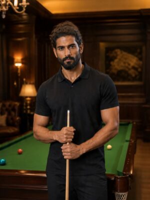 retouch_2026071118075430.jpg Plain Black Polo T-Shirt | 180 GSM Polo Knit | 100% Polyester | Wrinkle Free Stretchable Sports Wear