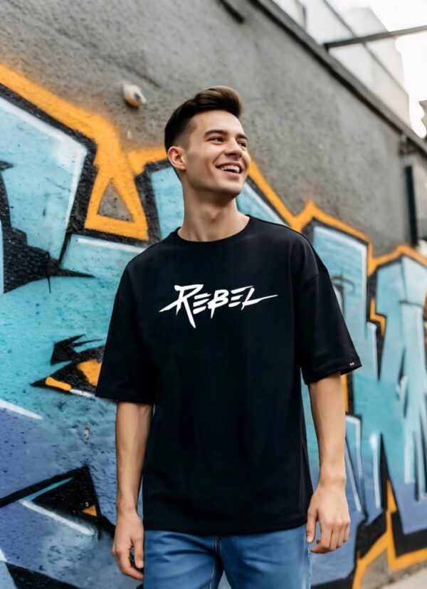 retouch_2026071713441557.jpg Men’s Oversized Black Rebel T-Shirt – Loopknit Cotton 240 GSM with DTF Print Streetwear Style