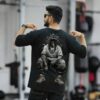 retouch_2026071713453238.jpg Mens Oversized Black Anime Warrior Graphic T-Shirt | Dark Manga Back Print | Premium Loopknit Cotton 240 GSM | Japanese Streetwear Style Tee