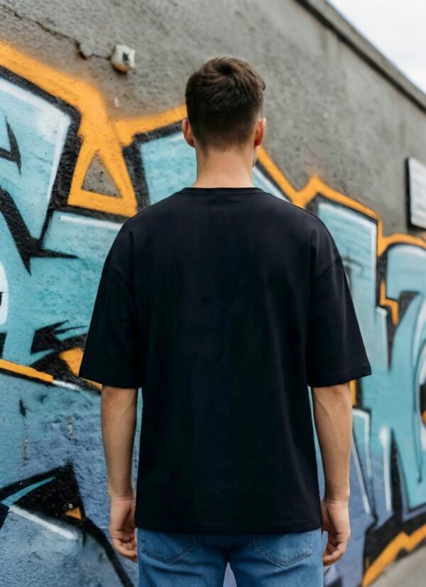 retouch_2026071713461392.jpg Men’s Oversized Black Rebel T-Shirt – Loopknit Cotton 240 GSM with DTF Print Streetwear Style