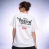 Womens White Oversized T-Shirt with Freedom Graffiti Print | Bold Streetwear Graphic Tee (Front & Back Print)