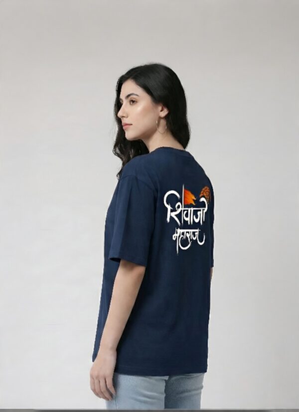 retouch_2026071715122808.jpg Shivaji Maharaj Oversized T-Shirt Women Navy Blue Marathi Typography Print | Loopknit 240 GSM Premium Streetwear