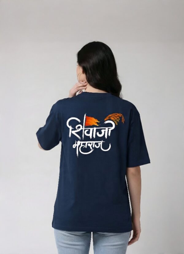 retouch_2026071715130223.jpg Shivaji Maharaj Oversized T-Shirt Women Navy Blue Marathi Typography Print | Loopknit 240 GSM Premium Streetwear