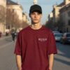 Change The Game Oversize Graphic Printed T-Shirt for Men | Premium Oversized Streetwear Back Print T-Shirt | Casual Wear Graphic Tee by giftspeaks | Maroon & White