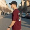 Change The Game Oversize Graphic Printed T-Shirt for Men | Premium Oversized Streetwear Back Print T-Shirt | Casual Wear Graphic Tee by giftspeaks | Maroon & White