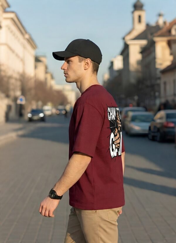 Change The Game Oversize Graphic Printed T-Shirt for Men | Premium Oversized Streetwear Back Print T-Shirt | Casual Wear Graphic Tee by giftspeaks | Maroon & White