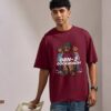 retouch_2026071716185684.jpg Men's Maroon Oversized T-Shirt with Gen-Z Cockroach Graphic Print for Men | Trendy Streetwear Baggy Fit Half Sleeve Round Neck Casual Tee | Premium Loopknit 240 GSM Heavyweight Cotton Oversized T-Shirt for Daily Wear, College & Urban Fashion