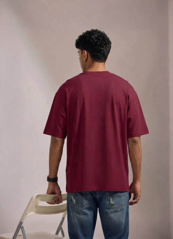 retouch_2026071716200500.jpg Men's Maroon Oversized T-Shirt with Gen-Z Cockroach Graphic Print for Men | Trendy Streetwear Baggy Fit Half Sleeve Round Neck Casual Tee | Premium Loopknit 240 GSM Heavyweight Cotton Oversized T-Shirt for Daily Wear, College & Urban Fashion