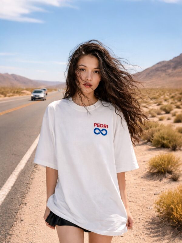 Womens Oversized White Graphic T-Shirt Football Player Back Print Casual Wear
