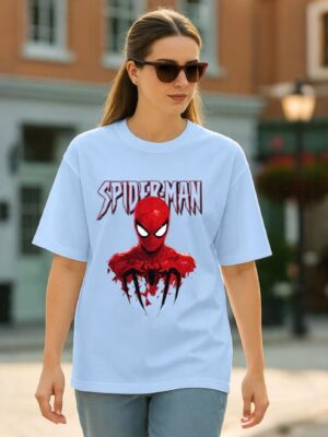 retouch_2026071814111263.jpg Urban Spider Hero Oversized T-Shirt for Men & Women | Trendy Superhero Graphic Printed Baggy Tee | Casual Streetwear Half Sleeve Round Neck Drop Shoulder Fashion T-Shirt | Loopknit 240 GSM Cotton Blend