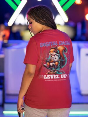 retouch_2026071814115555.jpg Level Up Oversized T-Shirt for Women | Gaming Graphic Back Print Tee | Maroon Streetwear T-Shirt | Loopknit 240 GSM Premium Fit