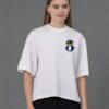 Oversized T-Shirt for Women | Bear Graphic Back Print White Tee | Loopknit 240 GSM Premium Cotton | Streetwear Oversize T Shirt