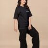Women's Oversized Black Solid T-Shirt | Relaxed Fit Casual Streetwear Tee | Half Sleeve Round Neck Loose Fit Top for Daily Wear, Travel, College & Weekend Outfits