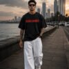 Hush Money Oversized Black T-Shirt for Men | Skull Money Graphic Back Print | Premium Streetwear Loopknit 240 GSM | By Giftspeaks