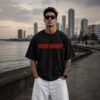Hush Money Oversized Black T-Shirt for Men | Skull Money Graphic Back Print | Premium Streetwear Loopknit 240 GSM | By Giftspeaks