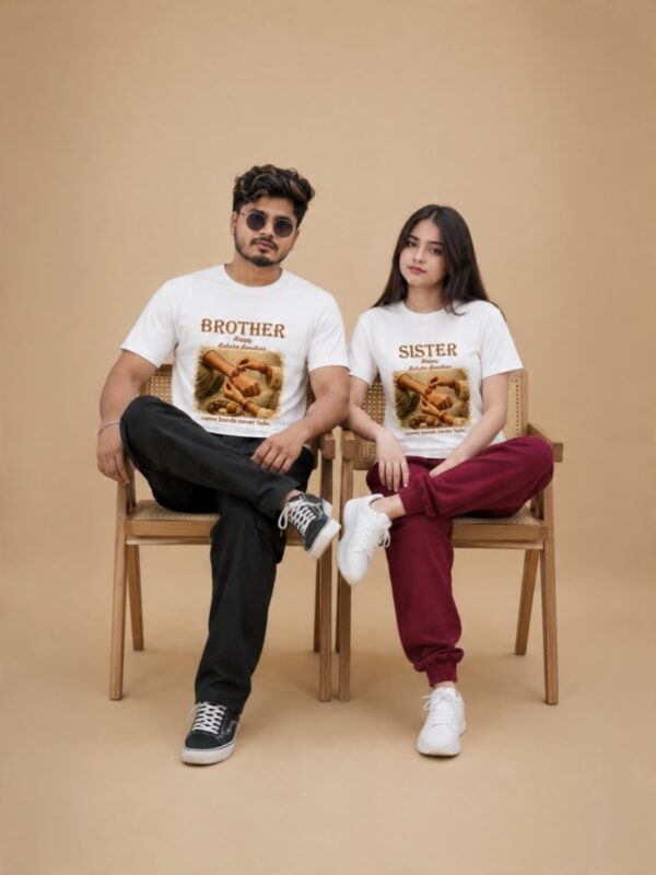 retouch_2026073011181037.jpg Some Bonds Never Fade Brother Sister Raksha Bandhan T-Shirt | Emotional Sibling Matching T-Shirt | Premium Meshknit 180 GSM Rakhi Gift