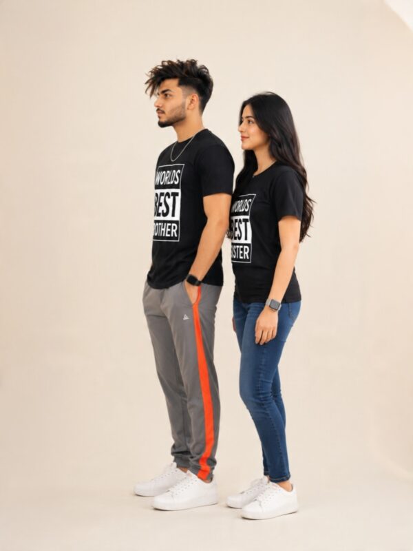 World's Best Brother World's Best Sister Matching T-Shirt | Raksha Bandhan Sibling T-Shirt | Premium Meshknit 180 GSM Rakhi Gift